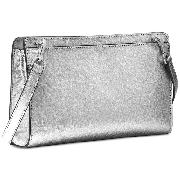 MICHAEL KORS Jet Set Large Crossbody Clutch - Pewter NWT - Picture 9 of 10